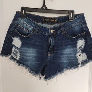 Blue Distressed Denim Shorts